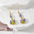 Cat Shape Dried Flower Resin Dangle Earrings 4 Styles view 2