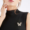 Small Gold Tone Openwork Butterfly Brooch With Clear Crystals view 2