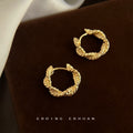 Gold Twisted Rope Huggie Hoop Earrings Geometric Pair view 4