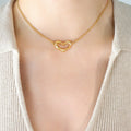 Irregular Open Heart Pendant Necklace Gold Tone Chain view 1