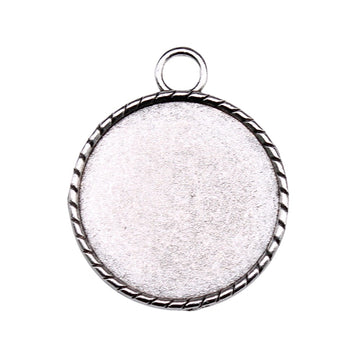 Round Bezel Pendant Trays in Two Antique Metal Finishes