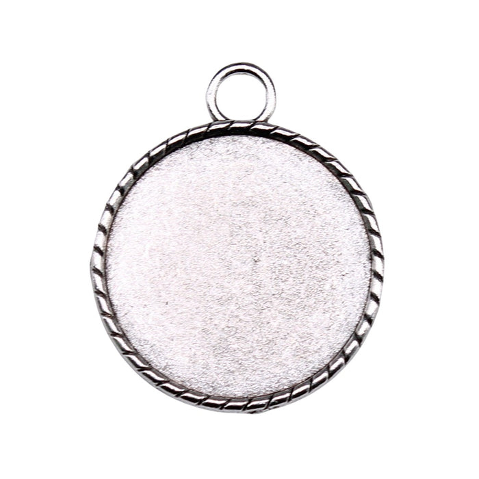 Round Bezel Pendant Trays in Two Antique Metal Finishes