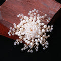 White Pearl Cluster Brooch With Radiating Beaded Sprays view 4