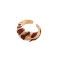 Gold Tone Open Cuff Enamel Wave Domed Ring 3 Colors view 5