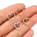 Open Heart Charms in Gold Silver and Mixed Finish Sizes view 1