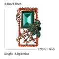 Rectangular Crystal Vine Brooch In Red And Green Decorative Lapel Pin view 5