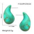Teardrop Resin Stud Earrings Multicolor Marbled Gloss Finish view 7