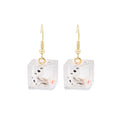 Clear Cube Novelty Long Hook Earrings in Two Styles view 6