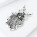 Abalone Shell Beetle Brooch Antique Silver Crystal Pin view 4