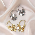 Gold and Silver Disc Fringe Dangle Small Hoop Earrings view 1