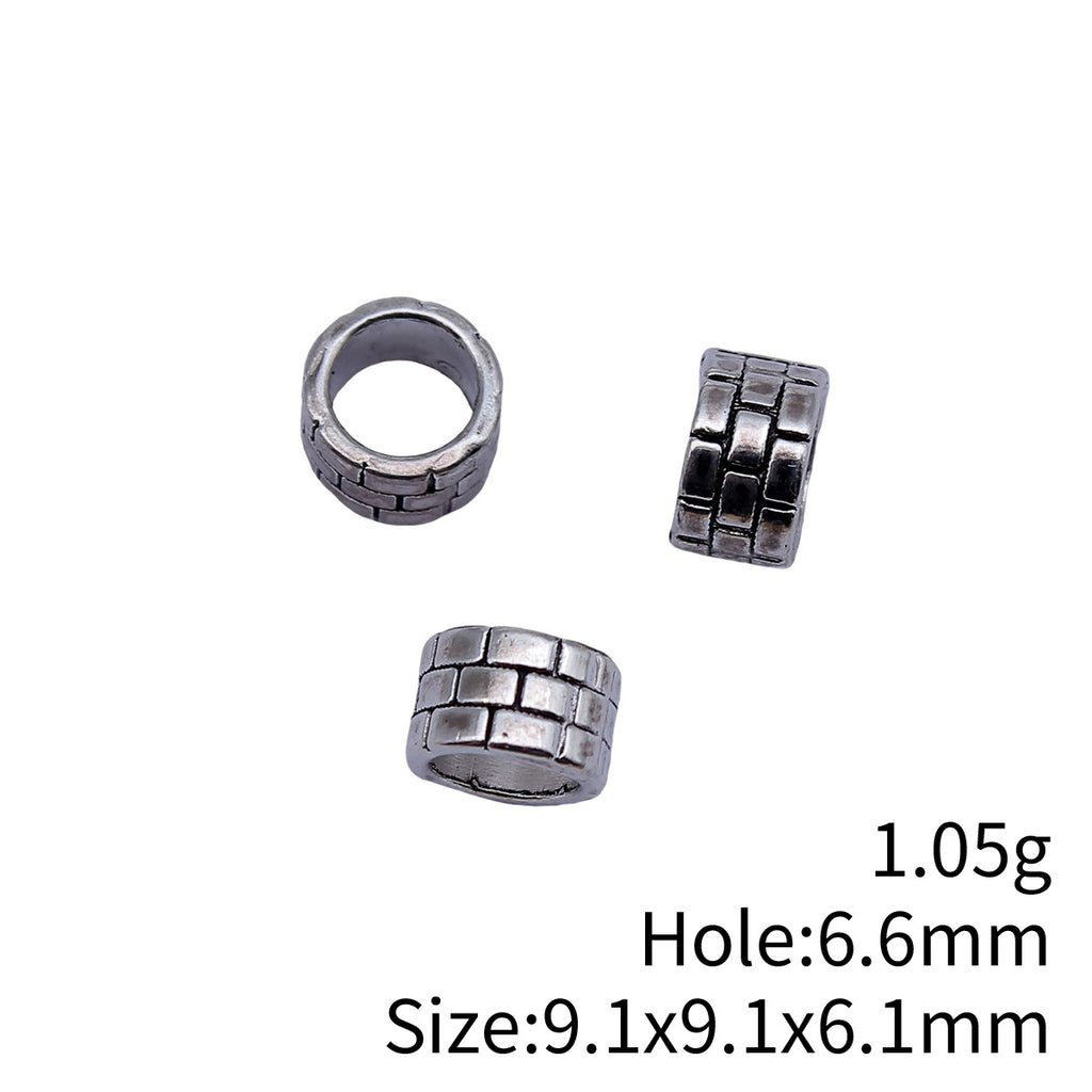 9.1x9.1x6.1mm 1.05g Antique Silver Zinc Alloy Lattice Pattern Large Hole Spacer Beads for Bracelet Making