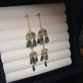 Pearl and Smoky Crystal Tiered Chandelier Earrings view 6