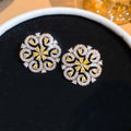 Swirl Flower Stud Earrings in Gold and Silver Tones view 7