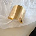 Wide Metal Open Arm Cuff Bracelet Crumpled Smooth Gold Silver view 7