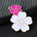 Enamel Cherry Blossom Double Flower Charm Pendant Five Styles view 2