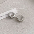 Rounded Geometric Huggie Hoop Earrings In Gold And Silver Tone view 4