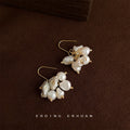 Gold Hook Mixed White Baroque Pearl Cluster Earrings view 1