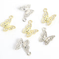 Crystal-Accented Gold Silver Butterfly Alloy Pendant Components in 2 Styles view 3