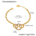 Gold Interlocked Circle Zircon Necklace Bracelet Stainless view 7