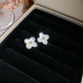 Mother of Pearl Clover Flower Studs and Pendant Necklace view 6