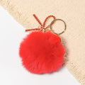 Rhinestone Bow Fluffy Pom Keychain Metal Ring Three Colors view 7
