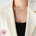 Two-Tone Zircon Tennis Paperclip Pearl Drop Necklace view 3