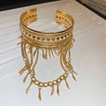 Geometric Openwork Arm Cuff With Chain And Leaf Fringe In Gold Or Silver Tone view 7
