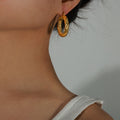 Gold Twisted Rope Hollow Latch Back Hoop Earrings Pair view 3