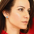 Antique Silver Rope Bezel Turquoise Round Stud Earrings view 3