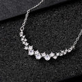 Graduated Clear Stone Curved Bar Necklace In Polished Silver Tone view 3