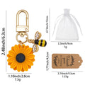 Gold Yellow Daisy Flower Rhinestone Bee Keychain Charm view 2