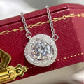 Silver Round Clear CZ Twisted Halo Pendant Necklace view 2