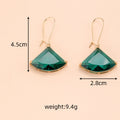 Fan and Diamond Faceted Glass Dangle Earrings Gold Hooks 4 Styles view 2