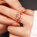 Rose Gold Tone Pink Crystal Leaf Cluster Ring Polished Metal Jewelry view 3