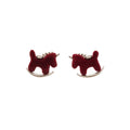 Flocked Horse Earrings In Burgundy And Brown Three Styles view 5