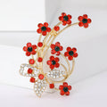Red Crystal Blossom Branch Brooch with Curled Gold Tone Stems view 6