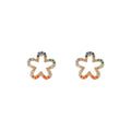 Gold Open Flower Stud Earrings Multicolor Pavé Zircon view 5