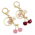 Cherry Charm Keychain with Enamel Butterfly and Daisy Flower Pendant view 5