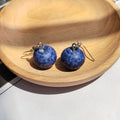 Realistic Blue Resin Blueberry Dangle Earrings Silver Hooks view 3