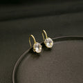 Gold Hook Clear Oval Faceted Look Small Drop Earrings view 1
