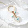 Enamel Heart Evil Eye Keychains with Beaded Chain Drops in Five Colors view 6