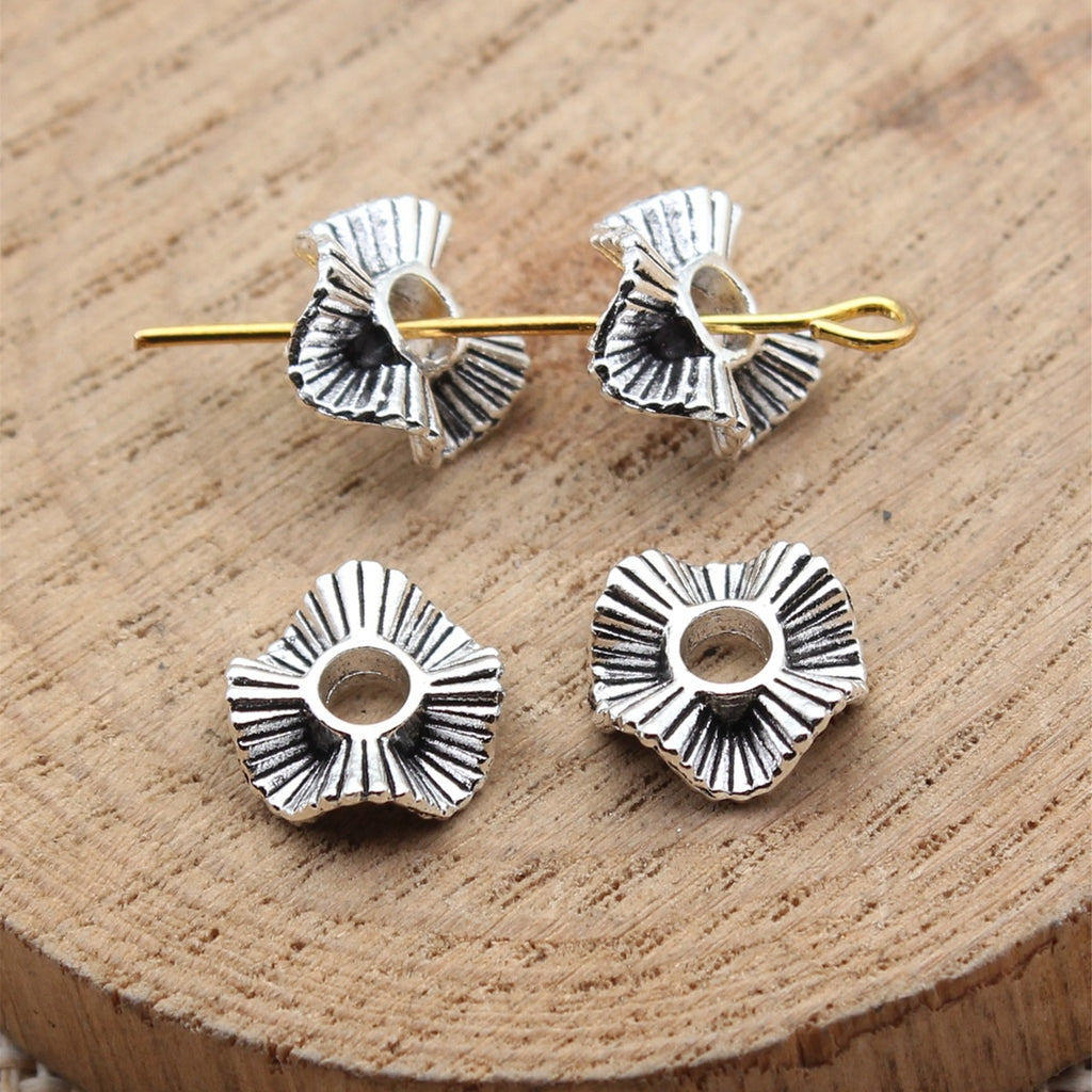 10x10x3.5mm 0.54g Antique Silver Zinc Alloy Wrinkled Round Small Hole Spacer Beads for DIY Jewelry Making