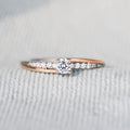 Two-Tone Round Solitaire Split Band Ring With Clear Stones view 2