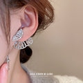 Silver Tone Crystal Butterfly Wing Stud Earrings Jewelry view 3