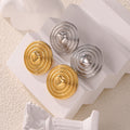 Round Concentric Heart Center Stud Earrings Gold Or Steel view 4