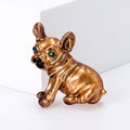 Small Dog Brooch In Brown Or White Enamel With Polished Metal Detail view 2