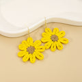 Six Color Woven Large Daisy Statement Hook Earrings view 4