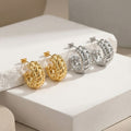Twisted Link C Hoop Stud Earrings in Gold and Silver Tone view 3