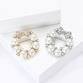Pearl Circle Bow Brooch Rhinestone AB Crystal Silver Gold view 4