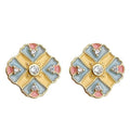 Gold Square Pastel Enamel Cross Crystal Stud Earrings view 5